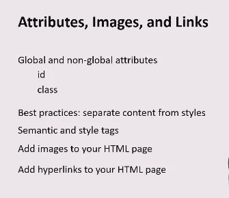 Attributes, images and links.