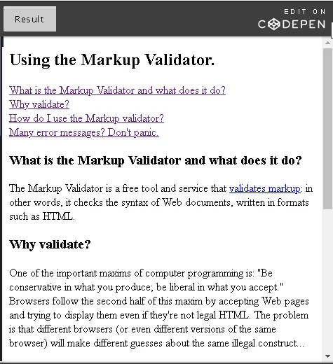Using the markup validator.
