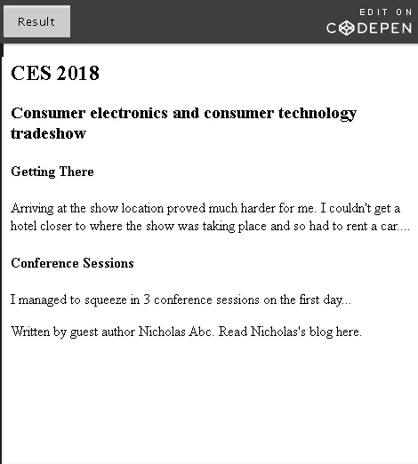 CES 2018 Example with article and section.