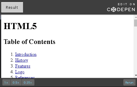 HTML5 Table of Contents.