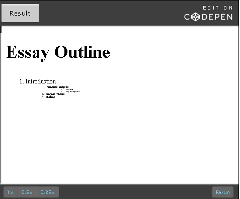 Essay outline-codepen results.