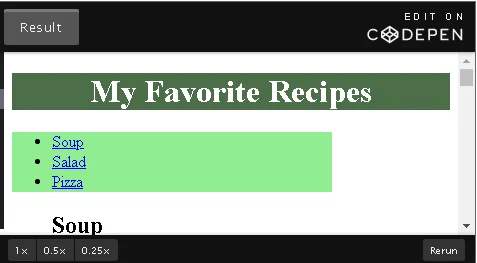 Margins, padding and borders on my favorite recipes web site.
