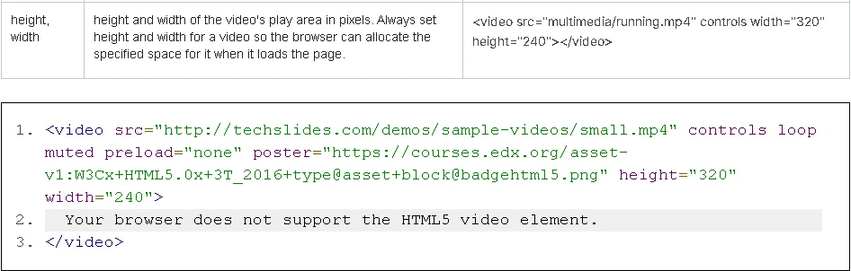 Video element attributes (bottom section).