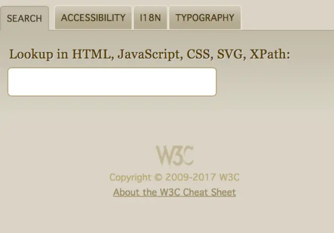 W3C cheat sheet.